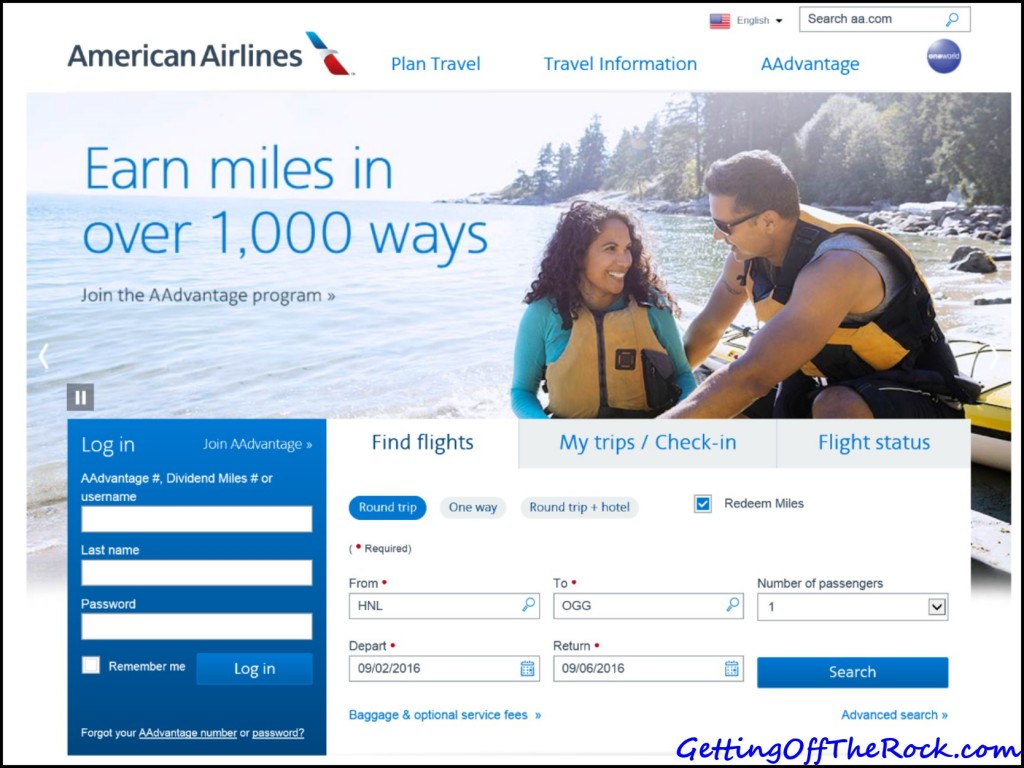 american airlines website