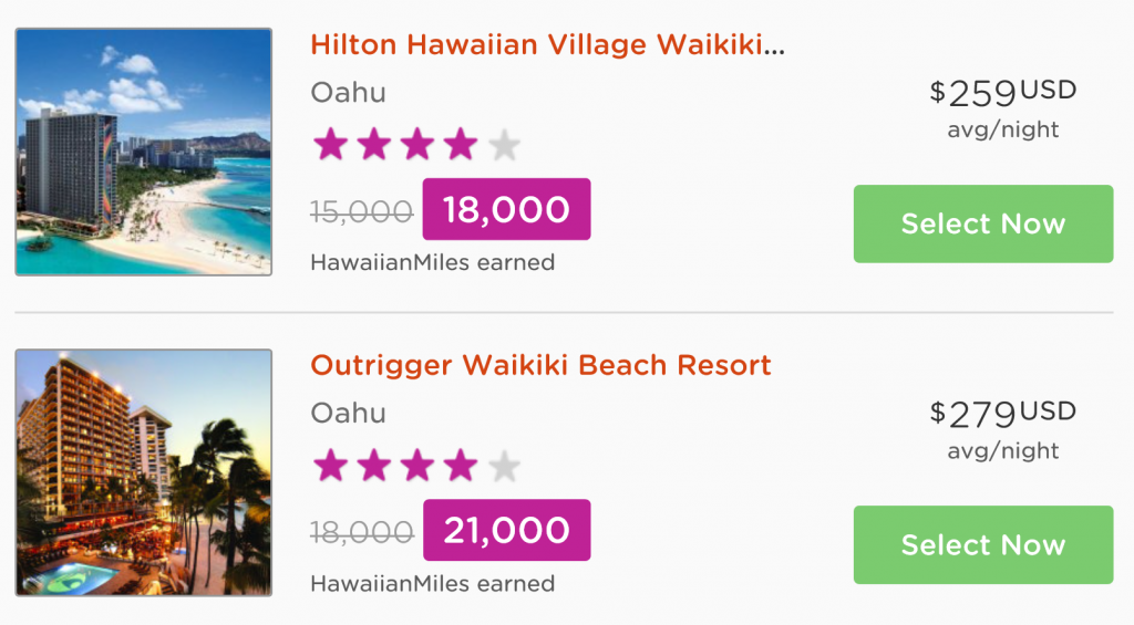 In this example, best rates on Hilton's website is $259/night and Outrigger is $249/night.